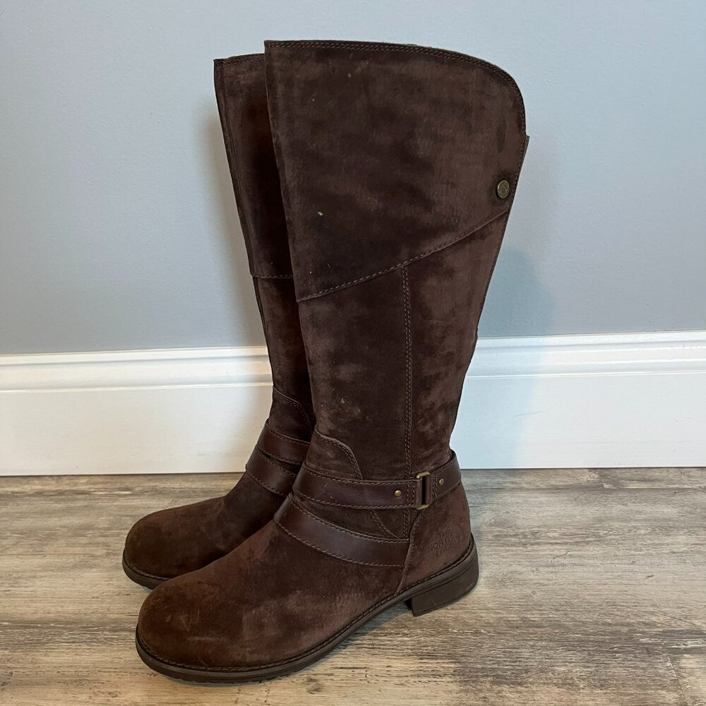 The North Face Brown Bridgeton Tall Leather Boots, Waterproof Primaloft, US 7